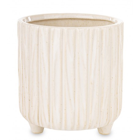 DONICZKA OSŁONKA CERAMICZNA NA NÓŻKACH 15x14cm BEŻOWA KREMOWA RYFLOWANA 15