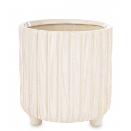 DONICZKA OSŁONKA CERAMICZNA NA NÓŻKACH 12x11cm BEŻOWA KREMOWA RYFLOWANA 10