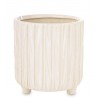 DONICZKA OSŁONKA CERAMICZNA NA NÓŻKACH 12x11cm BEŻOWA KREMOWA RYFLOWANA 10