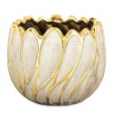 DONICZKA OSŁONKA CERAMICZNA W KSZTAŁCIE KWIATA 15x17cm SZARA ZŁOTA GLAMOUR