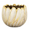 DONICZKA OSŁONKA CERAMICZNA W KSZTAŁCIE KWIATA 15x17cm SZARA ZŁOTA GLAMOUR