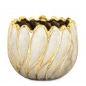 DONICZKA OSŁONKA CERAMICZNA W KSZTAŁCIE KWIATA 12x14cm SZARA ZŁOTA GLAMOUR 10