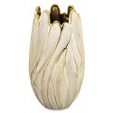 WAZON CERAMICZNY W KSZTAŁCIE KWIATA 37cm SZARY ZŁOTY GLAMOUR 35 40