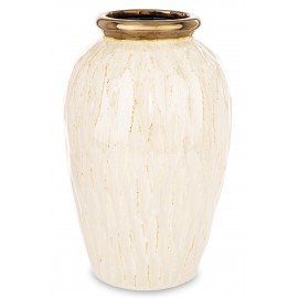 WAZON CERAMICZNY BEŻOWY KREMOWY ZŁOTY 32cm ZDOBIONY NOWOCZESNY GLAMOUR 30