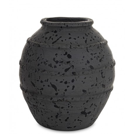 WAZON CERAMICZNY GRAFITOWY CZARNY 24cm STYLOWY LOFT VINTAGE MATOWY 25