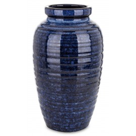 WAZON CERAMICZNY NIEBIESKI GRANATOWT 30cm RYFLOWANY GLAMOUR NOWOCZESNY LOFT