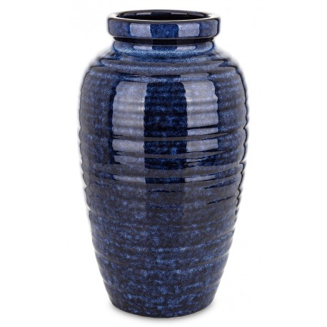 WAZON CERAMICZNY NIEBIESKI GRANATOWT 30cm RYFLOWANY GLAMOUR NOWOCZESNY LOFT