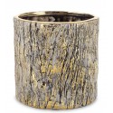 DONICZKA OSŁONKA CERAMICZNA KORA DRZEWA ZŁOTA SZARA 15x15cm  LOFT GLAMOUR