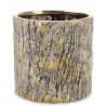 DONICZKA OSŁONKA CERAMICZNA KORA DRZEWA ZŁOTA SZARA 15x15cm  LOFT GLAMOUR