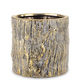 DONICZKA OSŁONKA CERAMICZNA KORA DRZEWA ZŁOTA SZARA 13x13cm LOFT GLAMOUR 10 15