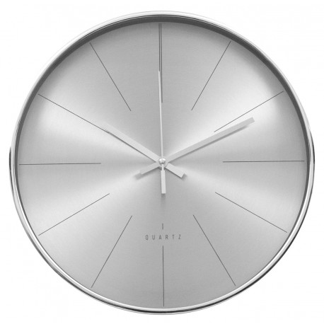 ZEGAR ŚCIENNY SREBRNY 30cm METALOWY NOWOCZESNY GLAMOUR GABINETOWY KUCHENNY