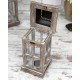 LATARNIA LAMPION BRĄZOWY DREWNIANY 40cm z UCHWYTEM STYLOWY RETRO POSTARZANY