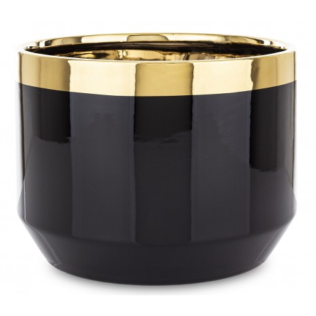 DONICZKA OSŁONKA CERAMICZNA CZARNA ZŁOTA 15x20cm GLAMOUR NOWOCZESNA