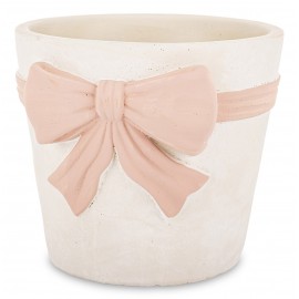 DONICZKA OSŁONKA KREMOWA RÓŻOWA CEMENTOWA 15x17cm Z KOKARDĄ BIAŁA 15 20