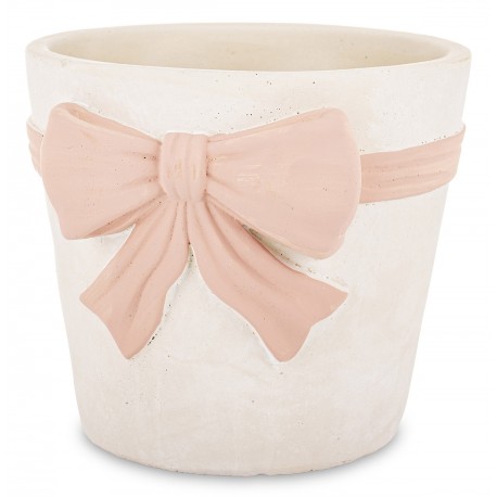 DONICZKA OSŁONKA KREMOWA RÓŻOWA CEMENTOWA 15x17cm Z KOKARDĄ BIAŁA 15 20