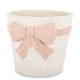 DONICZKA OSŁONKA KREMOWA RÓŻOWA CEMENTOWA 13x14cm Z KOKARDĄ BIAŁA 10 15