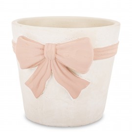 DONICZKA OSŁONKA KREMOWA RÓŻOWA CEMENTOWA 13x14cm Z KOKARDĄ BIAŁA 10 15