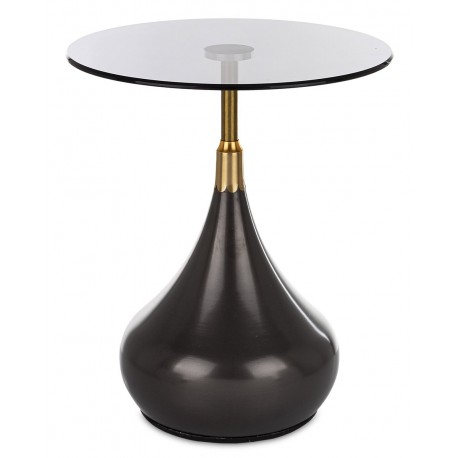 STOLIK KAWOWY CZARNY ZŁOTY h 55cm METALOWY Z SZYBĄ ZE SZKLANYM BLATEM ŁAWA