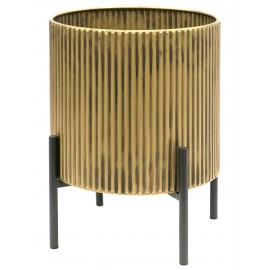 DONICZKA OSŁONKA METALOWA ZŁOTA CZARNA 39x34cm ZE STOJAKIEM RYFLOWANA 35 40