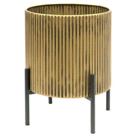 DONICZKA OSŁONKA METALOWA ZŁOTA CZARNA 39x34cm ZE STOJAKIEM RYFLOWANA 35 40