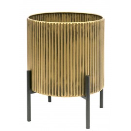 DONICZKA OSŁONKA METALOWA ZŁOTA CZARNA 34x28cm ZE STOJAKIEM RYFLOWANA 30 35