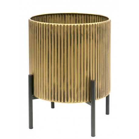 DONICZKA OSŁONKA METALOWA ZŁOTA CZARNA 34x28cm ZE STOJAKIEM RYFLOWANA 30 35