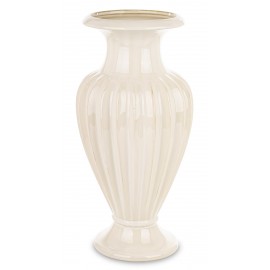 WAZON CERAMICZNY BEŻOWY KREMOWY 45cm RYFLOWANY ZDOBIONY NOWOCZESNY 40 50