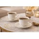 FILIŻANKA PORCELANOWA ZE SPODKIEM KPL 2szt  DO KAWY HERBATY 220ml BIAŁA ZŁOTA