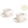 FILIŻANKA PORCELANOWA ZE SPODKIEM KPL 2szt  DO KAWY HERBATY 220ml BIAŁA ZŁOTA