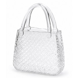 WAZON SZKLANY TOREBKA 28cm BEZBARWNY NOWOCZESNY GLAMOUR DEKORACJA 25 30