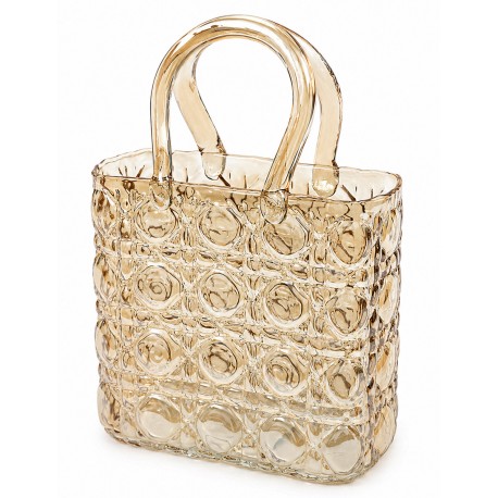 WAZON SZKLANY TOREBKA 29cm BRĄZOWY NOWOCZESNY GLAMOUR DEKORACJA 25 30