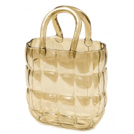 WAZON SZKLANY TOREBKA 27cm BRĄZOWY NOWOCZESNY GLAMOUR DEKORACJA 25 30