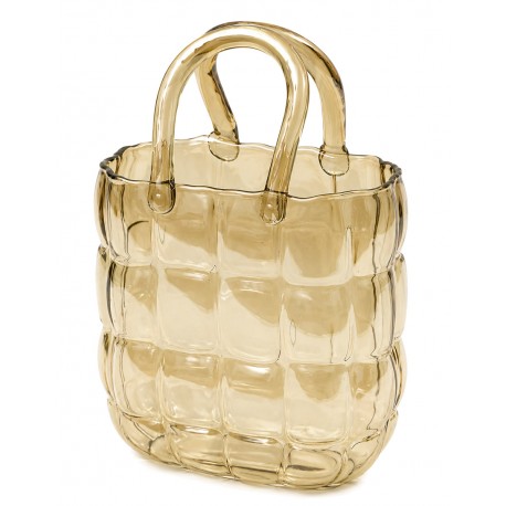 WAZON SZKLANY TOREBKA 27cm BRĄZOWY NOWOCZESNY GLAMOUR DEKORACJA 25 30
