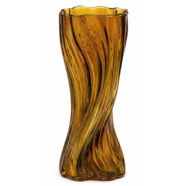 WAZON SZKLANY BRĄZOWY BURSZTYNOWY AMBER 30cm ZDOBIONY NOWOCZESNY