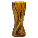 WAZON SZKLANY BRĄZOWY BURSZTYNOWY AMBER 30cm ZDOBIONY NOWOCZESNY