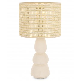 LAMPA STOŁOWA BEŻOWA BRĄZOWA 45cm CERAMICZNA BOHO SKANDYNAWSKA STOJĄCA 40 50