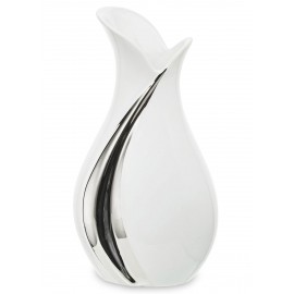WAZON CERAMICZNY BIAŁY SREBRNY 30cm GLAMOUR NOWOCZESNY STYLOWY POŁYSK