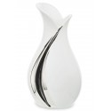 WAZON CERAMICZNY BIAŁY SREBRNY 30cm GLAMOUR NOWOCZESNY STYLOWY POŁYSK