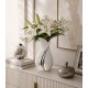 WAZON CERAMICZNY BIAŁY SREBRNY 30cm GLAMOUR NOWOCZESNY STYLOWY POŁYSK