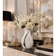 WAZON CERAMICZNY BIAŁY SREBRNY 30cm GLAMOUR NOWOCZESNY STYLOWY POŁYSK