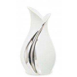 WAZON CERAMICZNY BIAŁY SREBRNY 25cm GLAMOUR NOWOCZESNY STYLOWY POŁYSK