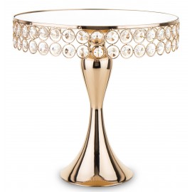PATERA ZŁOTA LUSTRZANA OKRĄGŁA 30cm METALOWA NOWOCZESNA NA NÓŻCE