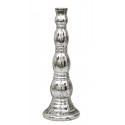 ŚWIECZNIK SREBRNY 35 cm CERAMICZNY WYSOKI SZKLANY NA DŁUGĄ ŚWIECĘ