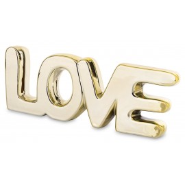 FIGURKA CERAMICZNA ZŁOTA LOVE 10x26cm NAPIS SŁOWO LOVE MIŁOŚĆ POŁYSK 25