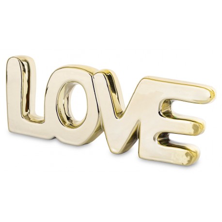FIGURKA CERAMICZNA ZŁOTA LOVE 10x26cm NAPIS SŁOWO LOVE MIŁOŚĆ POŁYSK 25