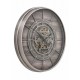 ZEGAR ŚCIENNY BRĄZOWY SZARY ZŁOTY METALOWY 70cm LOFT Z RUCHOMYMI TRYBAMI