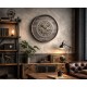 ZEGAR ŚCIENNY BRĄZOWY SZARY ZŁOTY METALOWY 70cm LOFT Z RUCHOMYMI TRYBAMI