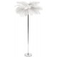 LAMPA PODŁOGOWA PIÓRA BIAŁA SREBRNA 160cm Z KLOSZEM Z PIÓR METALOWA GLAMOUR