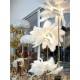 LAMPA PODŁOGOWA PIÓRA BIAŁA SREBRNA 160cm Z KLOSZEM Z PIÓR METALOWA GLAMOUR