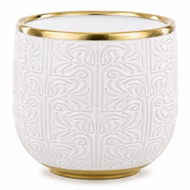 DONICZKA OSŁONKA CERAMICZNA BIAŁA ZŁOTA 17x17cm GLAMOUR NOWOCZESNA ZDOBIONA